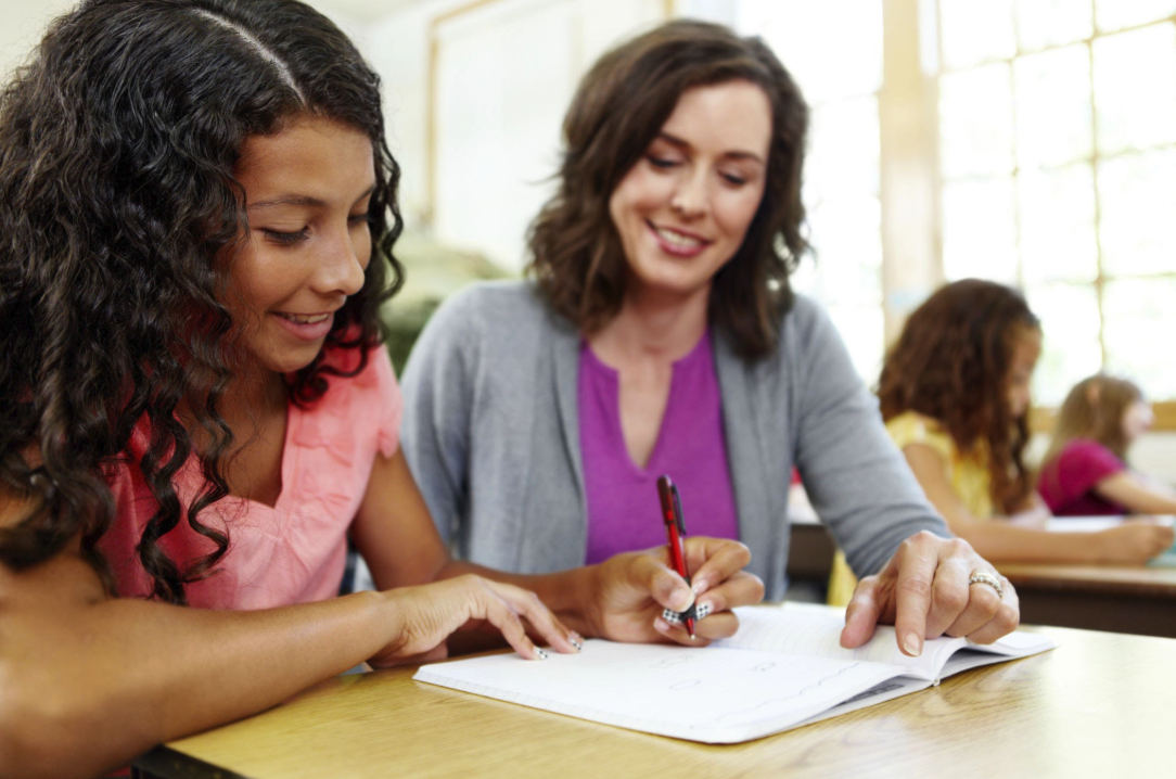 Student having an individual language session