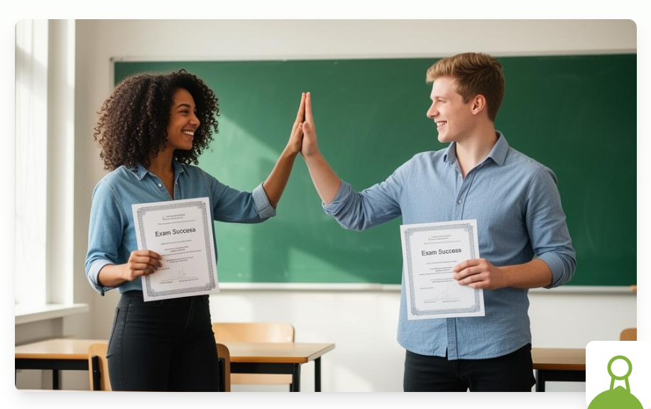 Students taking French language exam