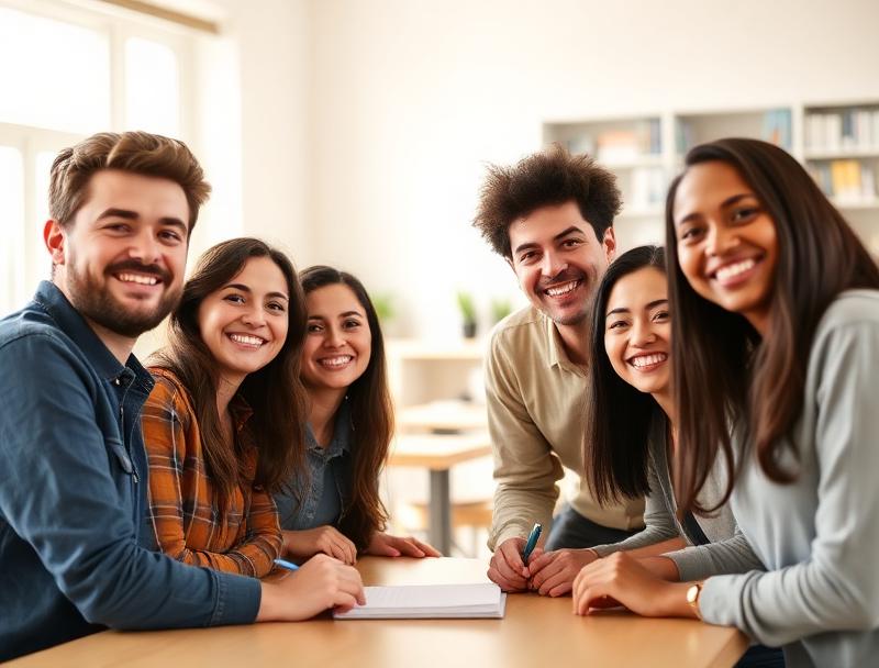 Étudiants heureux chez Fonelia