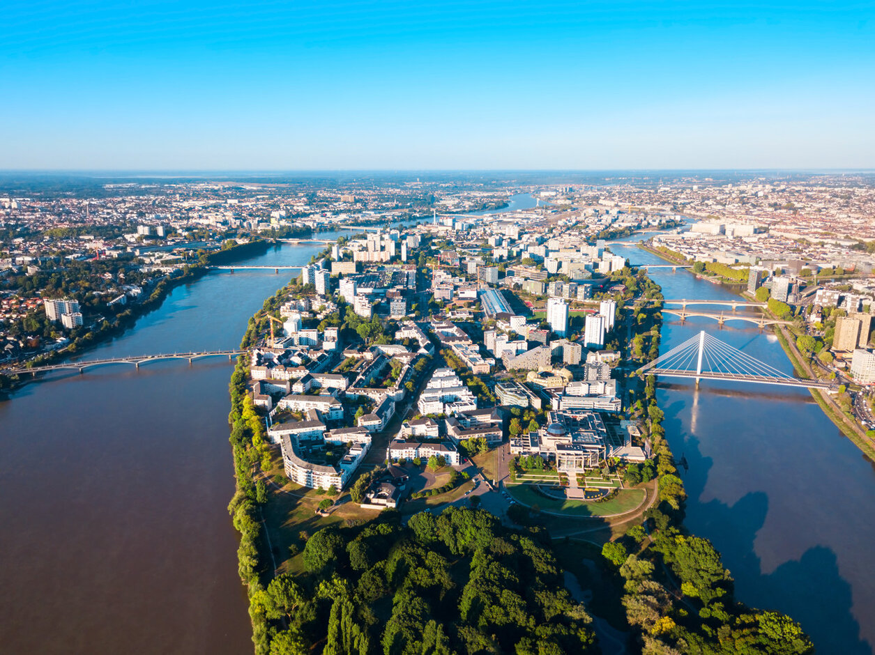Aerial view of Nantes city